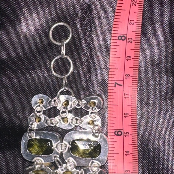 Sparkly Peridot + Citrine + Biwa Pearl multi-gem cluster statement cuff Bracelet - Picture 12 of 13